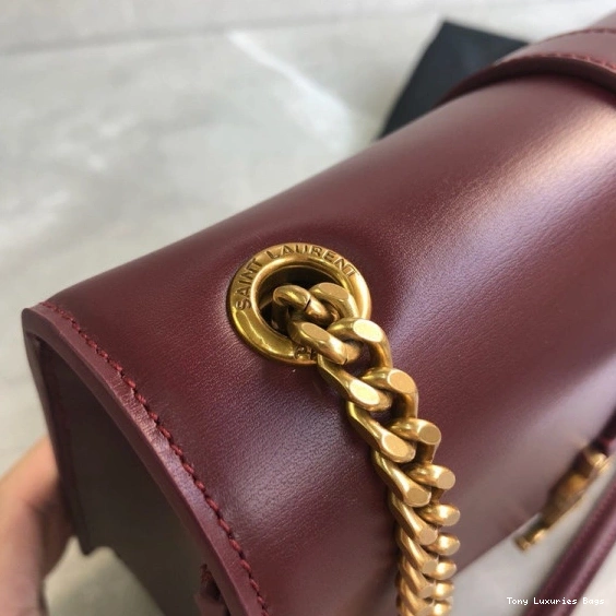 Tony Luxuries IN YSL LEATHER SULPICE MEDIUM BAG BURGUNDY CHAIN 0815
